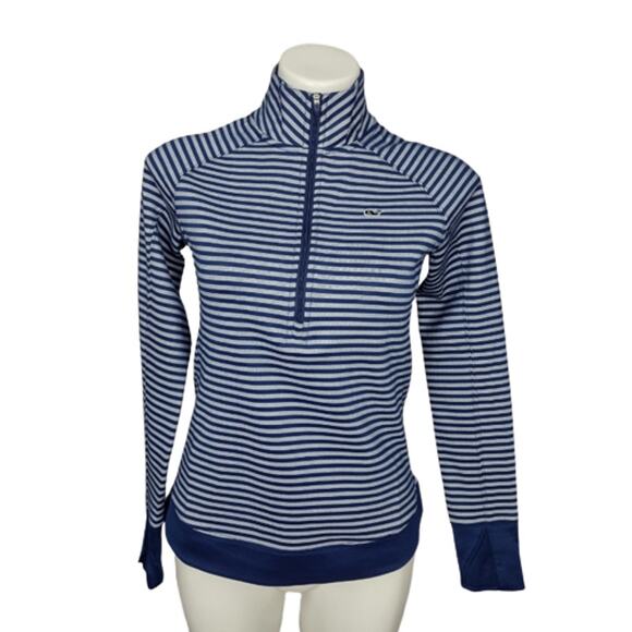 Vineyard Vines Performance Striped Long Sleeve Quarter Zip Pullover Top Size XS - Picture 1 of 16